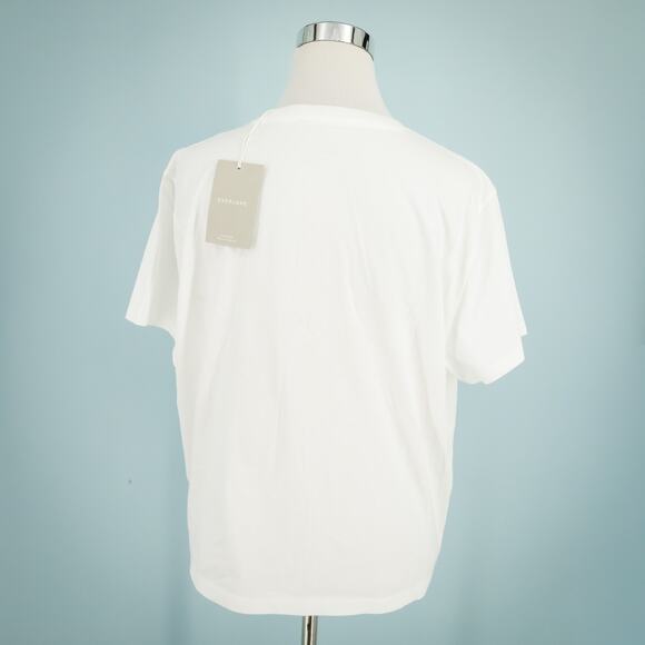 Everlane Size XL White Essential Box Cut Crew Neck Short Sleeve Cotton Knit Top - Picture 3 of 9